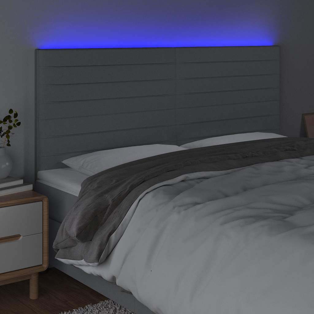 Vidaxl hoofdbord led 160x5x118 128 cm stof lichtgrijs