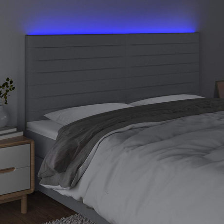 Vidaxl hoofdbord led 160x5x118 128 cm stof lichtgrijs