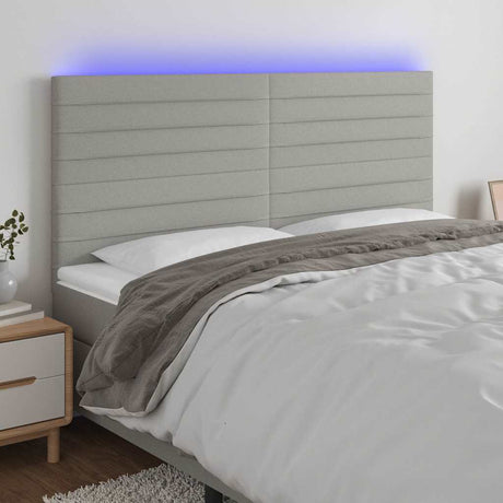 Vidaxl hoofdbord led 160x5x118 128 cm stof lichtgrijs