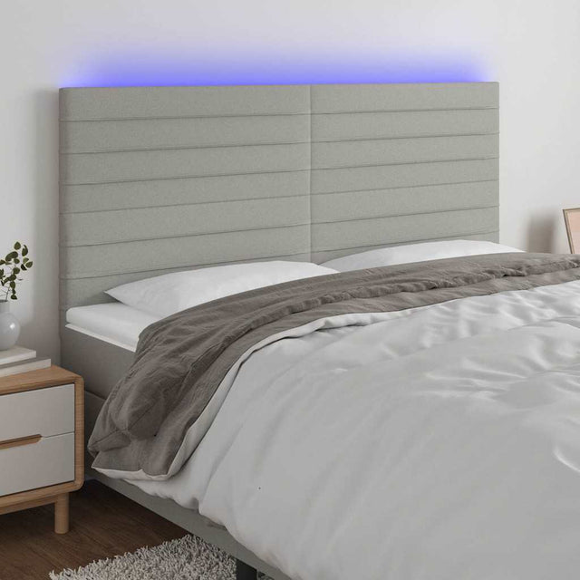 Vidaxl hoofdbord led 160x5x118 128 cm stof lichtgrijs