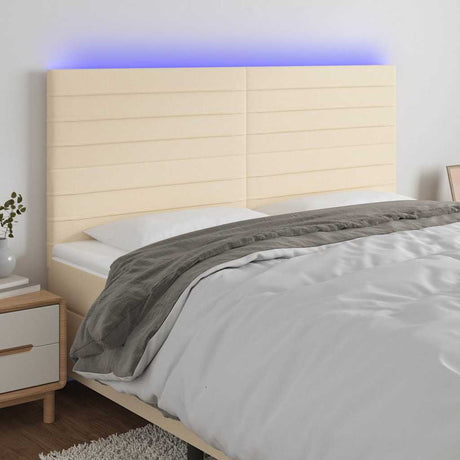 Vidaxl hoofdbord led 160x5x118 128 cm stof crèmekleurig
