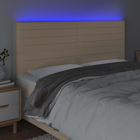 Vidaxl hoofdbord led 180x5x118 128 cm stof crèmekleurig