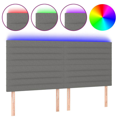 Vidaxl hoofdbord led 200x5x118 128 cm stof donkergrijs