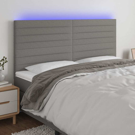 Vidaxl hoofdbord led 200x5x118 128 cm stof donkergrijs