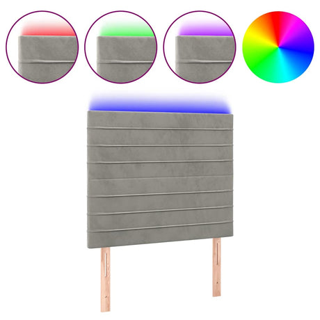 Vidaxl hoofdbord led 100x5x118 128 cm fluweel lichtgrijs