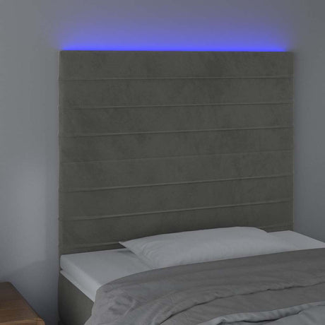 Vidaxl hoofdbord led 100x5x118 128 cm fluweel lichtgrijs