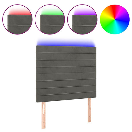 Vidaxl hoofdbord led 100x5x118 128 cm fluweel donkergrijs