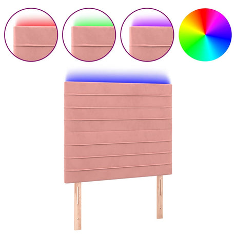 Vidaxl hoofdbord led 100x5x118 128 cm fluweel roze