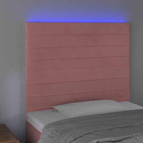 Vidaxl hoofdbord led 100x5x118 128 cm fluweel roze
