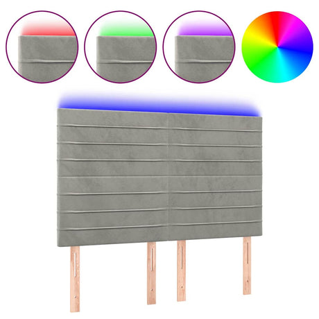 Vidaxl hoofdbord led 144x5x118 128 cm fluweel lichtgrijs