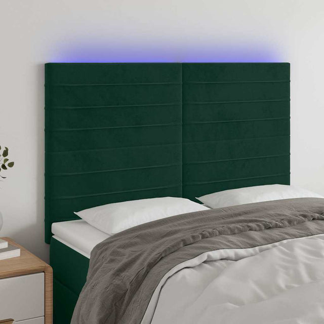 Vidaxl hoofdbord led 144x5x118 128 cm fluweel donkergroen