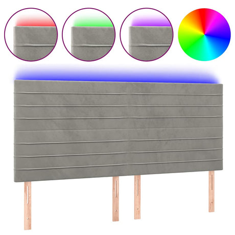 Vidaxl hoofdbord led 160x5x118 128 cm fluweel lichtgrijs