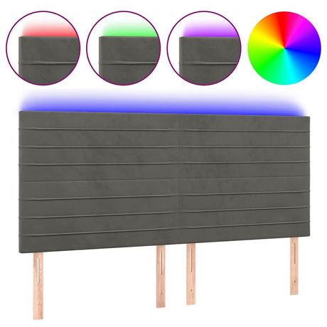 Vidaxl hoofdbord led 160x5x118 128 cm fluweel donkergrijs