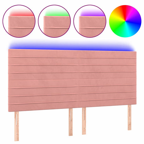 Vidaxl hoofdbord led 160x5x118 128 cm fluweel roze