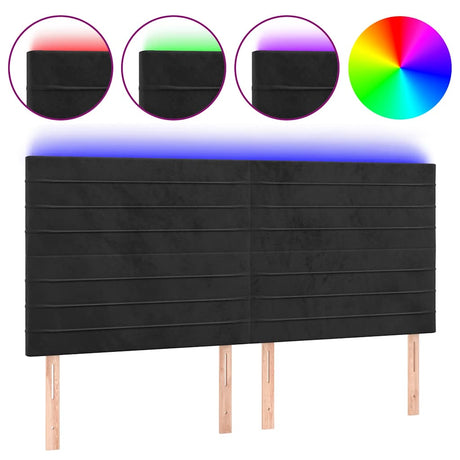 Vidaxl hoofdbord led 180x5x118 128 cm fluweel zwart