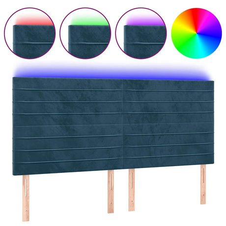 Vidaxl hoofdbord led 180x5x118 128 cm fluweel donkerblauw
