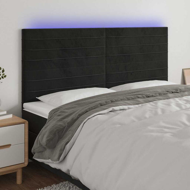 Vidaxl hoofdbord led 200x5x118 128 cm fluweel zwart