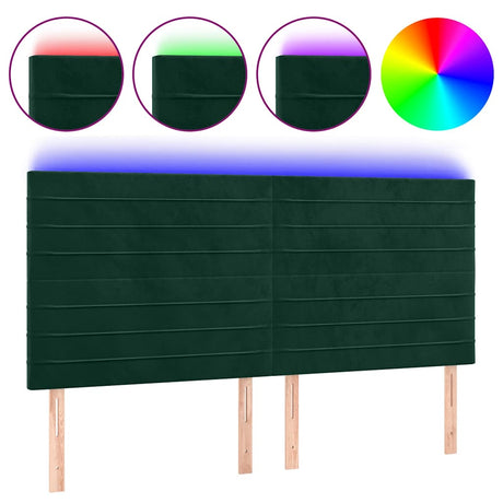 Vidaxl hoofdbord led 200x5x118 128 cm fluweel donkergroen