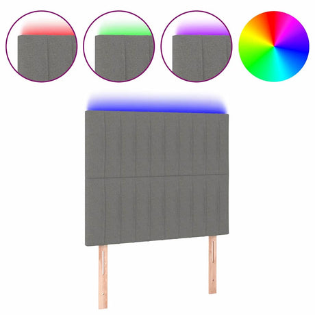Vidaxl hoofdbord led 80x5x118 128 cm stof donkergrijs