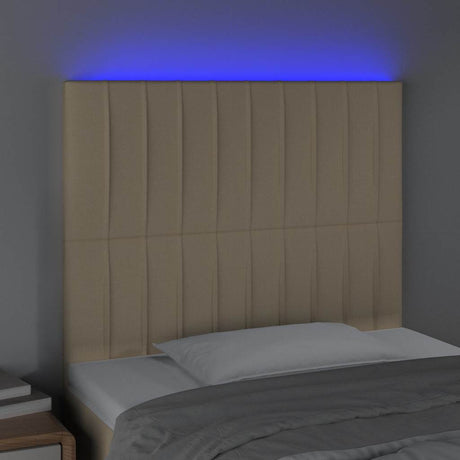 Vidaxl hoofdbord led 90x5x118 128 cm stof crèmekleurig