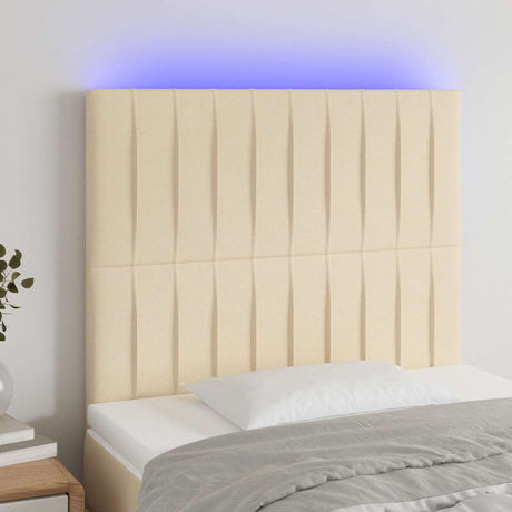 Vidaxl hoofdbord led 90x5x118 128 cm stof crèmekleurig