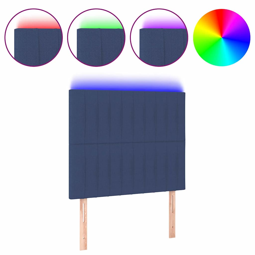 Vidaxl hoofdbord led 90x5x118 128 cm stof blauw