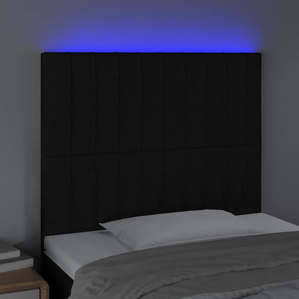 Vidaxl hoofdbord led 100x5x118 128 cm stof zwart