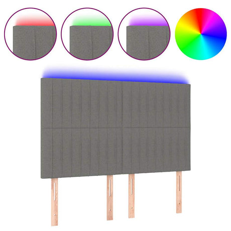 Vidaxl hoofdbord led 144x5x118 128 cm stof donkergrijs
