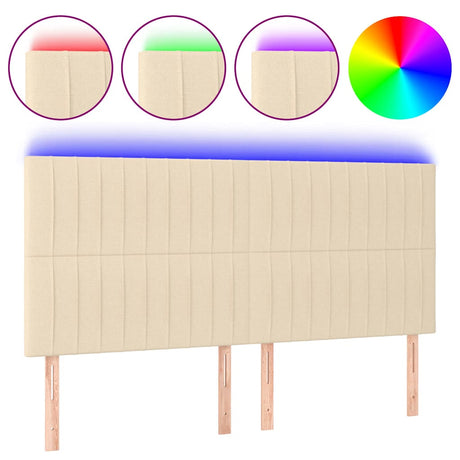 Vidaxl hoofdbord led 160x5x118 128 cm stof crèmekleurig