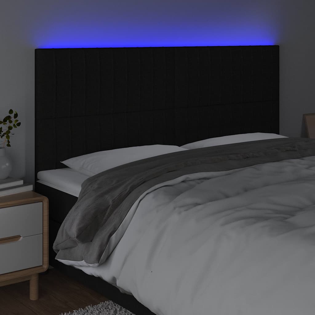 Vidaxl hoofdbord led 180x5x118 128 cm stof zwart