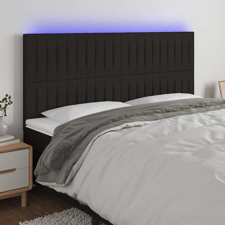 Vidaxl hoofdbord led 180x5x118 128 cm stof zwart