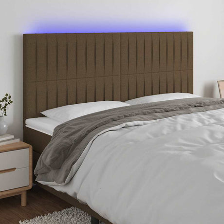 Vidaxl hoofdbord led 200x5x118 128 cm stof donkerbruin
