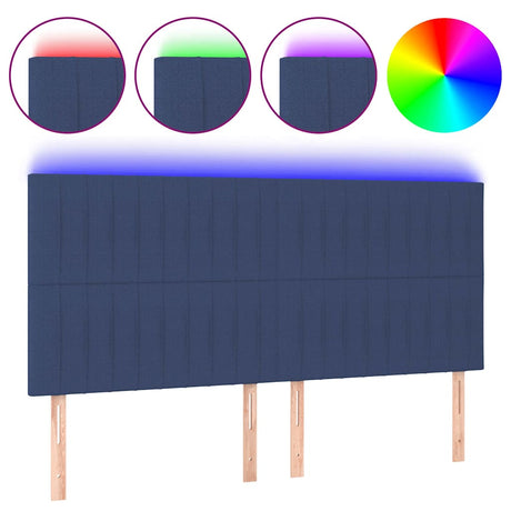 Vidaxl hoofdbord led 200x5x118 128 cm stof blauw