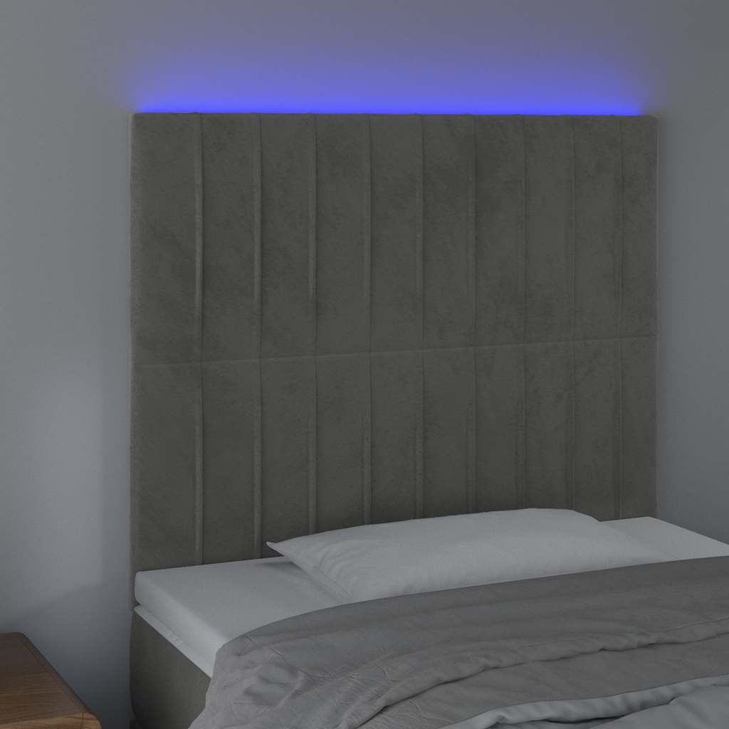 Vidaxl hoofdbord led 90x5x118 128 cm fluweel lichtgrijs