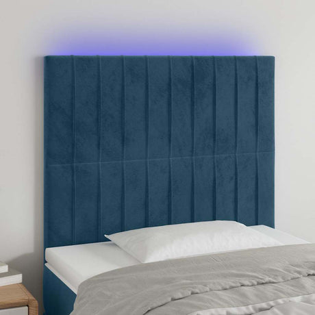 Vidaxl hoofdbord led 90x5x118 128 cm fluweel donkerblauw