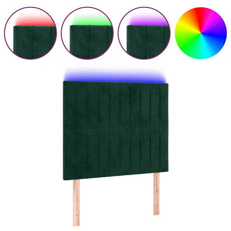 Vidaxl hoofdbord led 100x5x118 128 cm fluweel donkergroen