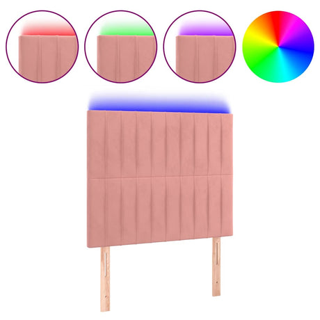 Vidaxl hoofdbord led 100x5x118 128 cm fluweel roze