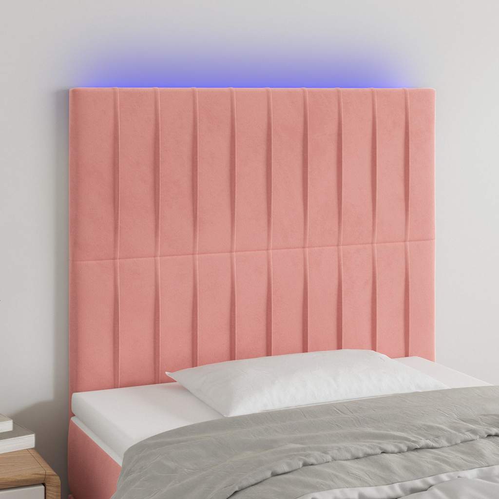 Vidaxl hoofdbord led 100x5x118 128 cm fluweel roze