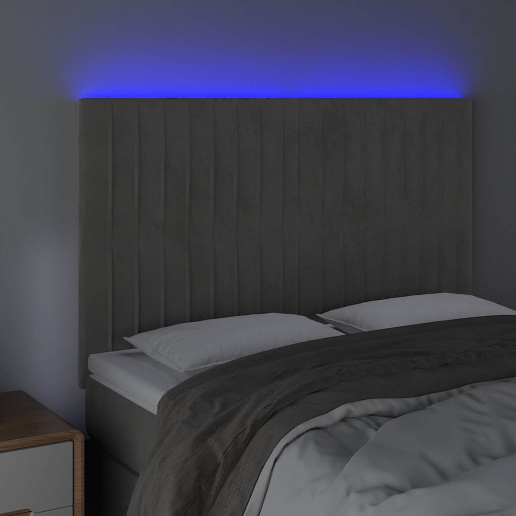 Vidaxl hoofdbord led 144x5x118 128 cm fluweel lichtgrijs