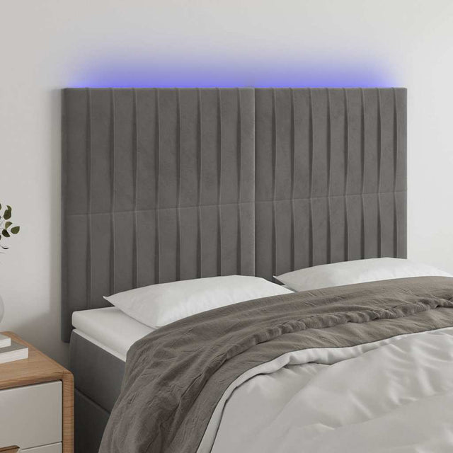 Vidaxl hoofdbord led 144x5x118 128 cm fluweel lichtgrijs