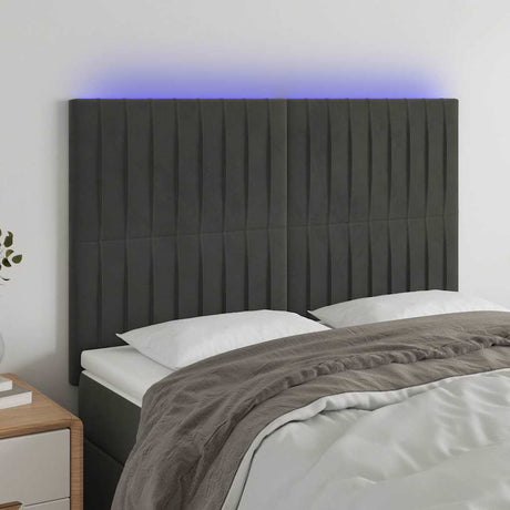 Vidaxl hoofdbord led 144x5x118 128 cm fluweel donkergrijs