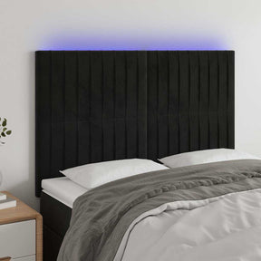 Vidaxl hoofdbord led 144x5x118 128 cm fluweel zwart