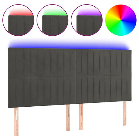 Vidaxl hoofdbord led 160x5x118 128 cm fluweel donkergrijs