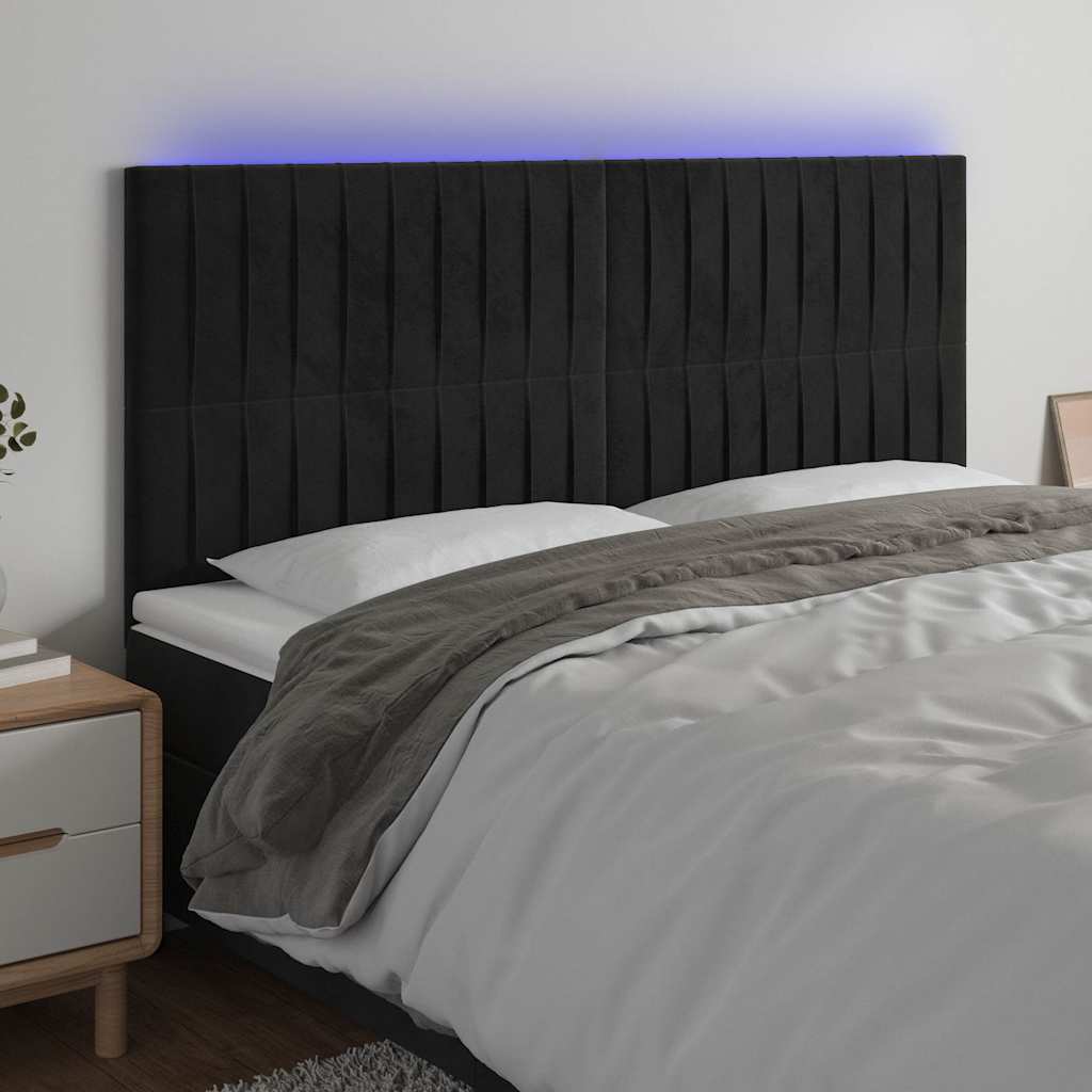 Vidaxl hoofdbord led 160x5x118 128 cm fluweel zwart