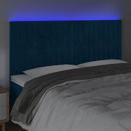 Vidaxl hoofdbord led 160x5x118 128 cm fluweel donkerblauw