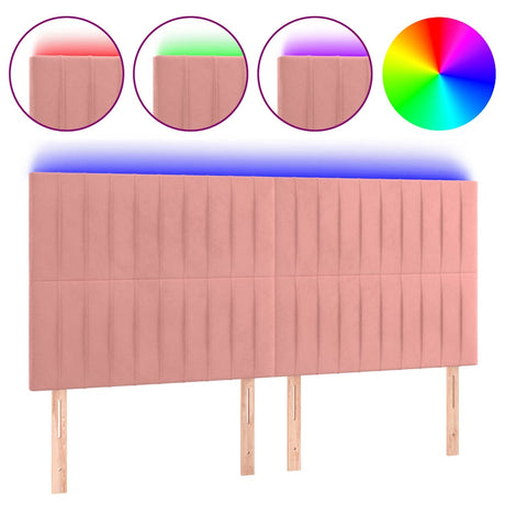 Vidaxl hoofdbord led 160x5x118 128 cm fluweel roze