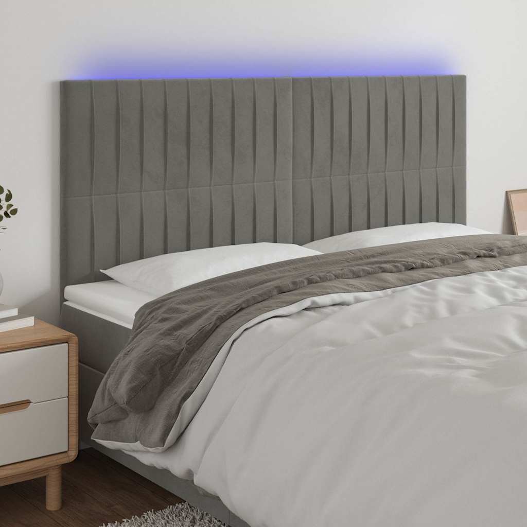 Vidaxl hoofdbord led 180x5x118 128 cm fluweel lichtgrijs