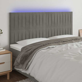 Vidaxl hoofdbord led 180x5x118 128 cm fluweel lichtgrijs