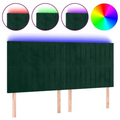 Vidaxl hoofdbord led 180x5x118 128 cm fluweel donkergroen
