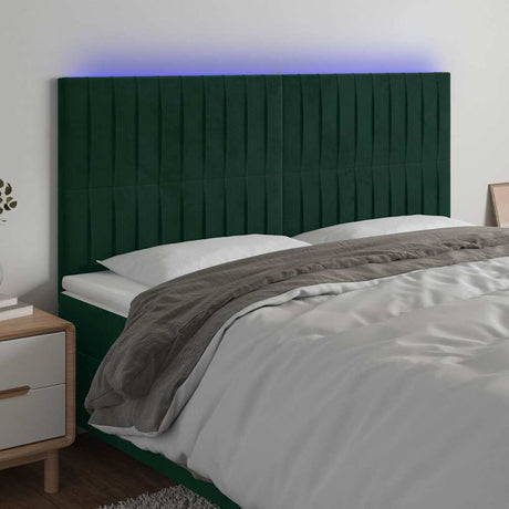 Vidaxl hoofdbord led 180x5x118 128 cm fluweel donkergroen